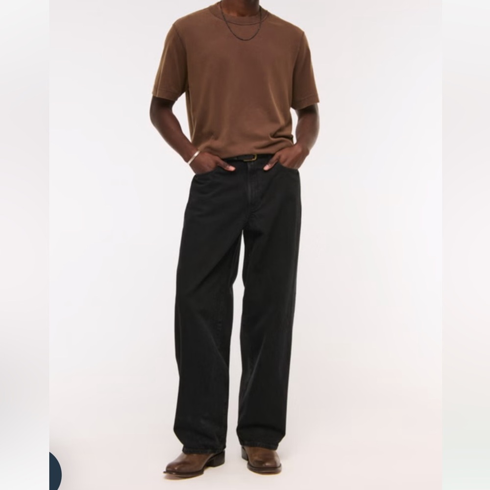 NWT Abercrombie Men's Authentic Rigid Denim Baggy Black Jeans 36 x 32